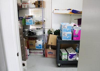 A view of the storage room, High Desert Hall, Hesperia, CA.