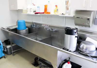 A view of the sink in our commercial kitchen, High Desert Hall, Hesperia, CA.