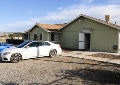 A view from the parking lot of the service entrance door which enters the spacious kitchen, High Desert Hall, Hesperia, CA.