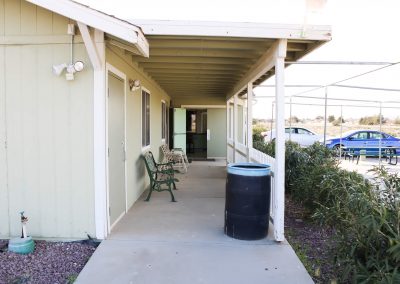 A view of the main door at the end of the sidewalk, High Desert Hall, Hesperia, CA.